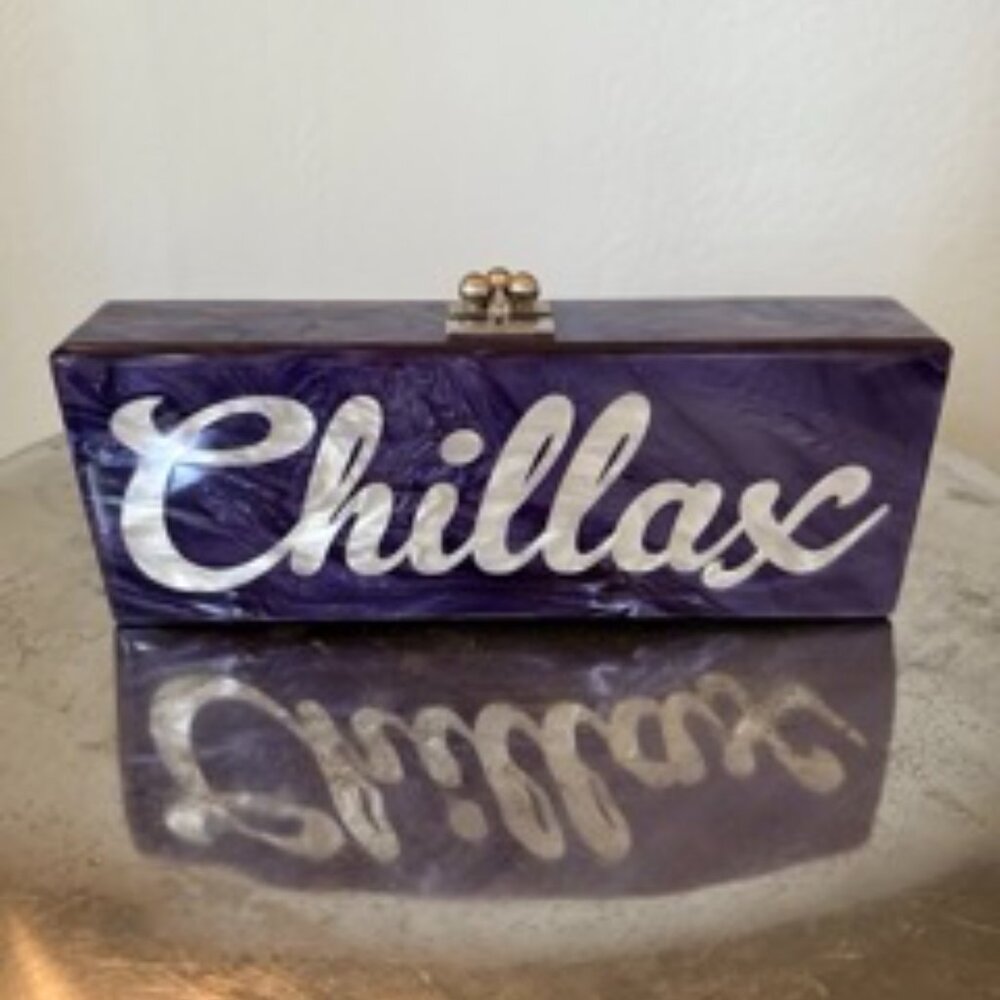 Edie Parker Slim Flavia Box Clutch in Purple Pearlescent Acrylic - Chillax